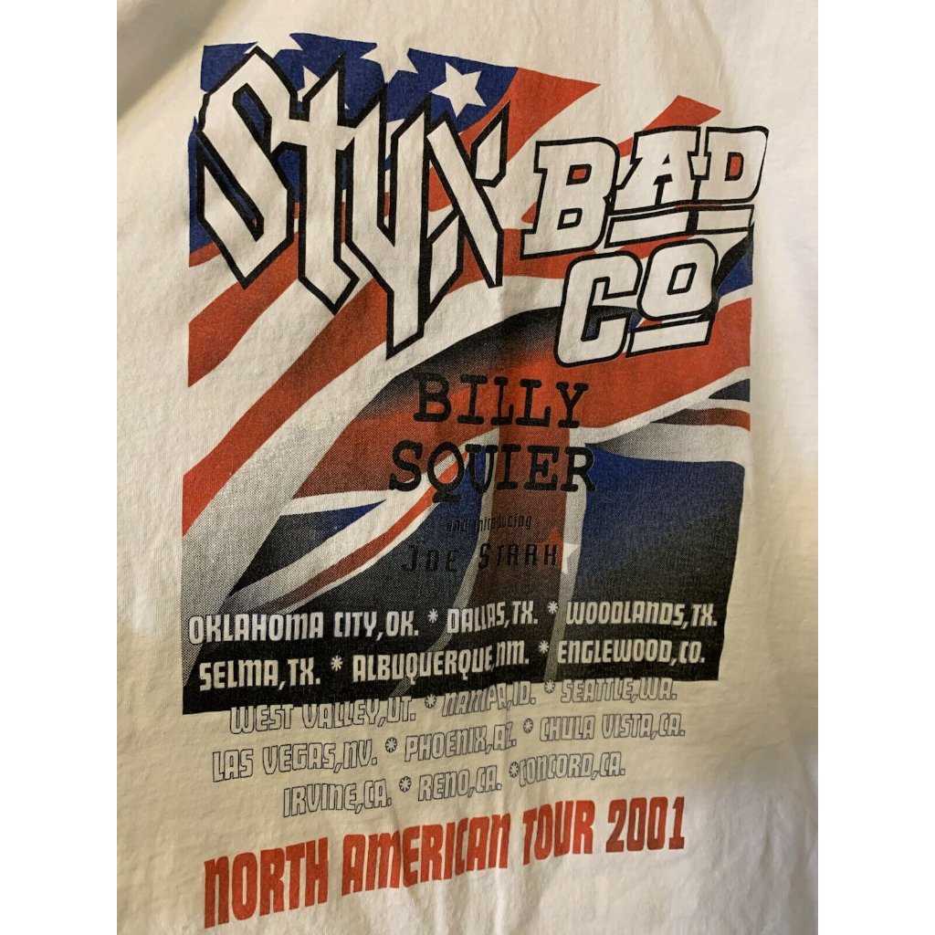 Vtg Styx 2001 World Tour Bad Company Billy Squire North American Tour T